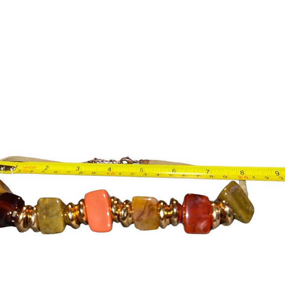 Women’s Chucky Faux Stone Necklace Leather Chain Metal Extender And Clasp - Picture 6 of 6